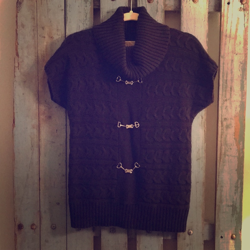 MIchael Kors black short sleeve cowl neck sweater